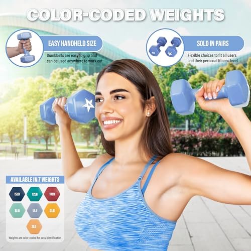 Yes4All Vinyl Hexagon Dumbbells - 2-in-1 Adjustable Set (2-15 lbs) for Home Gym Strength Training