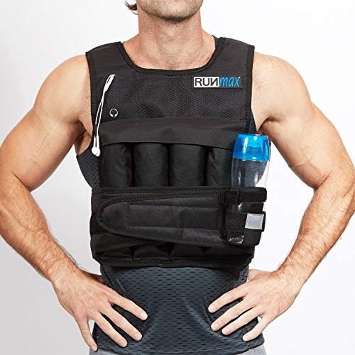 RUNmax Pro Weighted Vest for Men and Women - Portable & Adjustable - Workout, Fitness & Recovery - Up to 60lbs with Shou