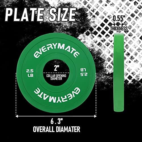 EVERYMATE Fractional Weight Plates for Cross Training - Olympic Bumper Plates - Steel Insert - 1.25LB, |5LB, 5LB