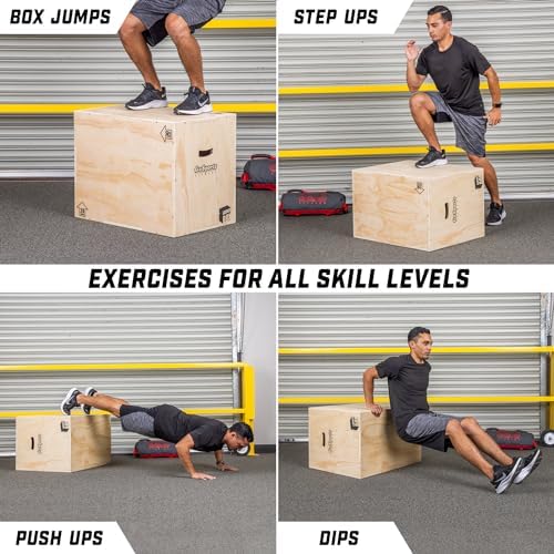 GoSports Fitness 3-in-1 Plyo Jump Box - Great for Home or Gym - Perfect for Beginners to Advanced Athletes - Compact Des