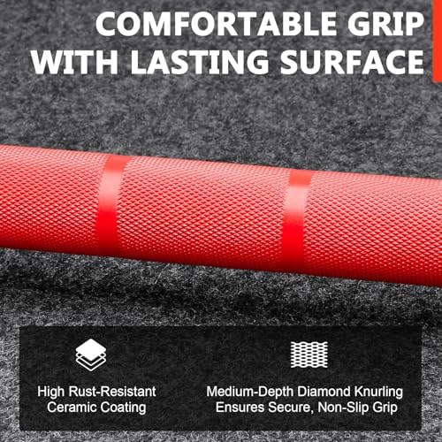 LIONSCOOL Olympic Barbell 7FT for Weightlifting and Powerlifting - 1500lbs Capacity - Strength Training for Squats, Dead