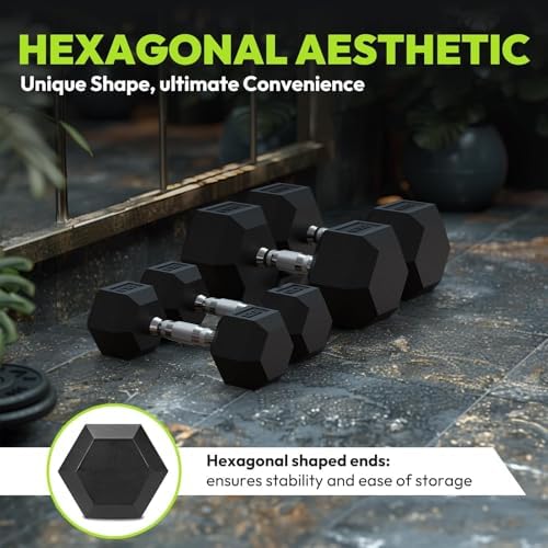 Hex Weights Dumbbells Set with Rack for Strength Training at Home and Gym, Heavy Duty 100-550 lb Rubber Coated Dumbbells