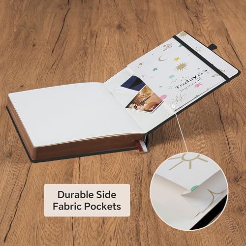 Classic Lined Writing Daily Journal for Men & Women - 360 Pages Hardcover Notebook with Vintage Sun & Moon Design, Blue