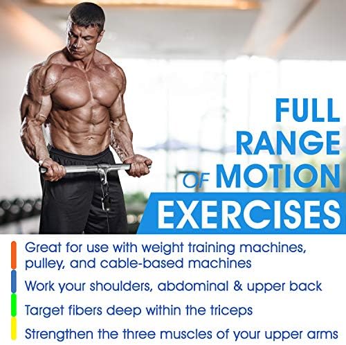 Yes4All Cable Machine Attachment Row Handles Tricep Rope Straight Bar V Bar LAT Pulldown Accessories 880 LB Load for Ho