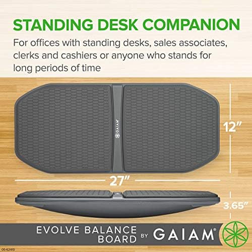 Gaiam Evolve Balance Board Standing Desk, Anti Fatigue Wobble Board for Home Office, Physical Therapy, Exercise Equipmen