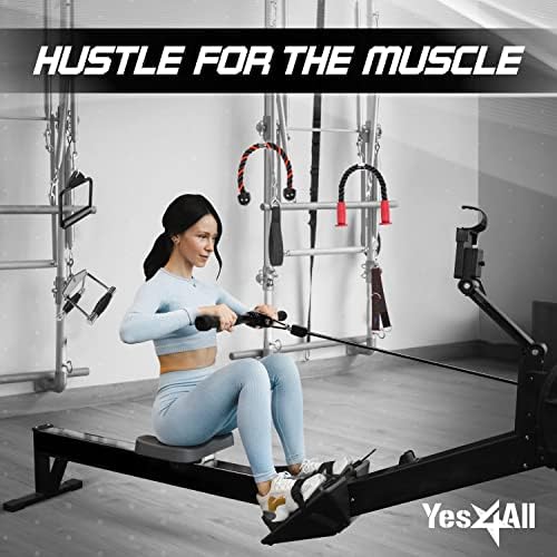Yes4All Cable Machine Attachment Row Handles Tricep Rope Straight Bar V Bar LAT Pulldown Accessories 880 LB for Home Gy