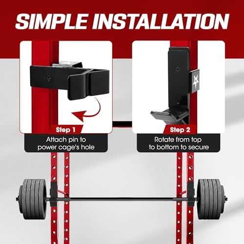 Yes4All Heavy Duty Power Rack J-Hooks & Attachments for 2x2 & 3x3 Power Racks – Ideal for Home Gym Fitness Lovers