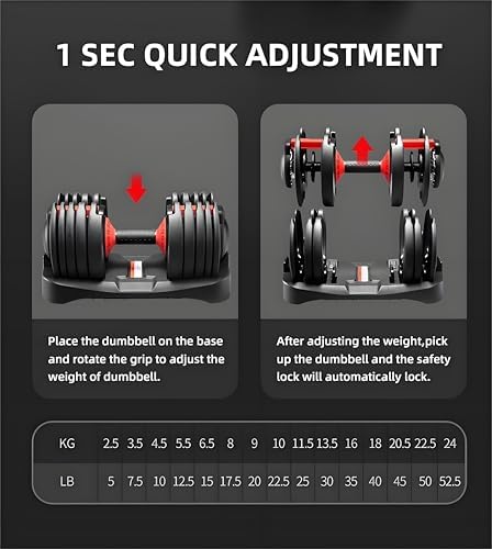 Adjustable Dumbbell 53LB for Home Workout | Fast Automatic Adjustable Dumbbell 53LB | Body Workout Dumbbell 53LB for