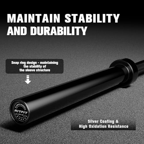 RitFit 7FT Olympic Barbell for Strength and Weightlifting Training - 2 Inch Olympic Bar for Squat, Deadlift, Bench Press