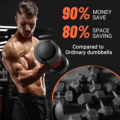Adjustable 25/55 lbs Dumbbell Set for Home Workout, Suitable for Men and Women, Pair Dumbbells with Adjustable Weights