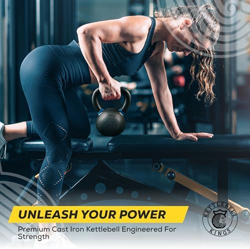 Kettlebell Kings Powder Coated Kettlebell Weights - 9-97 lb Strength Training Kettlebells for Men and Women - Home Gym E