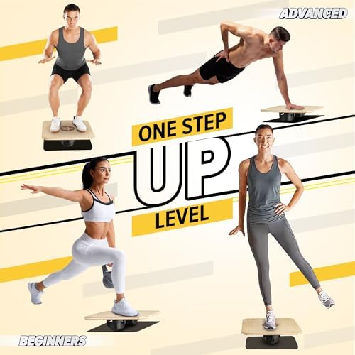 Yes4All Professional Anti-Slip Rocker Board for Leg Workout and Standing Desk Use | Yes4All 350LBS Wood Balance Board,