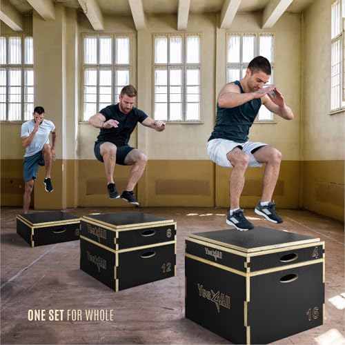 Yes4All 3 In 1 Wooden Plyo Box for Home Jump Training and Outdoor Exercise | Yes4All Plyometric Box Platform: Versatile