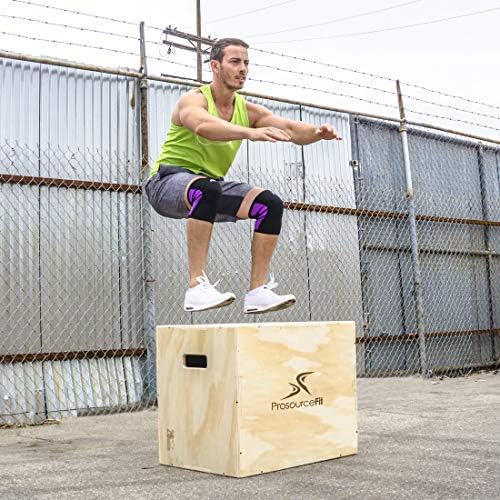 ProsourceFit 3-in-1 Wood Power Grip Non-Slip Plyometric Jump Box for Crossfit Enthusiasts, Home Gym Use, Black, 16L x 12