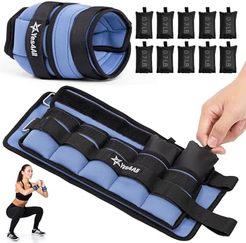 Yes4All Adjustable Wrist & Ankle Weights - Fitness & Strength Training for Women & Men, Versatile Colors - |5 LB Pair, P