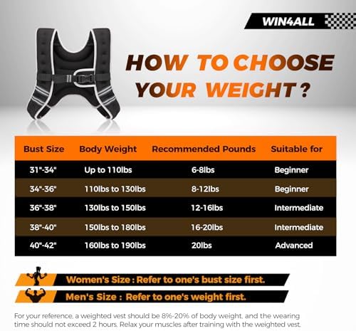 Women's Adjustable 6lb-20lb Weighted Vest for Walking, Strength Training, and Running Black