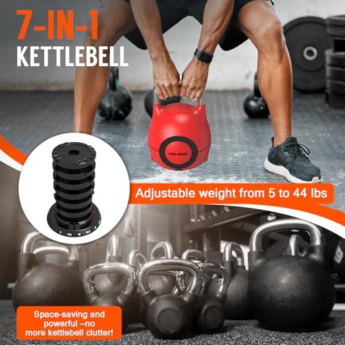 Quickly Adjusts 7 Weights HXD-Ergo Adjustable Kettlebell Set for Home Gym Enthusiasts | Ergonomic Kettlebell Set HXD-Er
