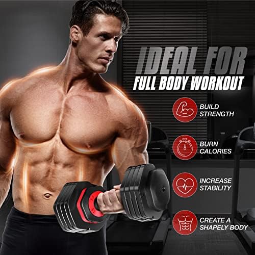 Yes4All 25/55LB Adjustable Dumbbells, Easy Adjust, Suitable for All Fitness Levels, Perfect for Home Gym, Durable Design