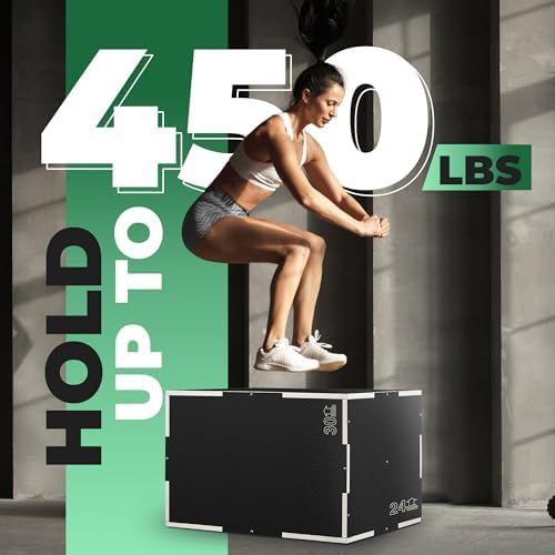 Yes4All 3 in 1 Non-Slip Wooden Plyo Box for Workout Enthusiasts | Yes4All Step Up Box and Plyometric Jump Box for Home