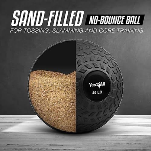 Yes4All Slam Balls, Durable PVC Sand Filled, Core Strengthening Workout Ball for Fitness Enthusiasts at Home Gym