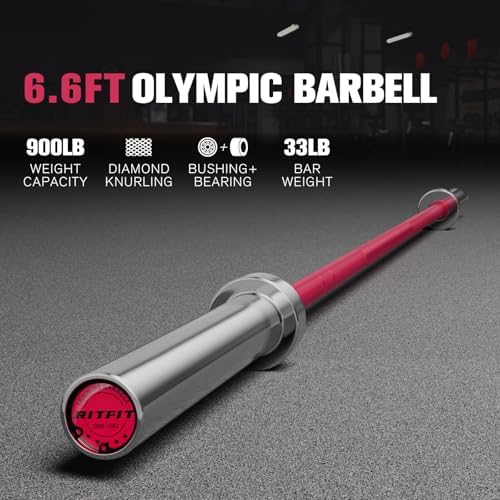 RitFit 7FT Olympic Barbell for Strength and Weightlifting Training - 2 Inch Olympic Bar for Squat, Deadlift, Bench Press
