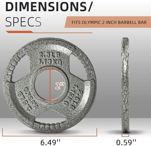 Fitvids Olympic Cast Iron Weight Plates 2-Inch Thickness for Strength Training & Weightlifting, Ideal for Home Gym, Mult
