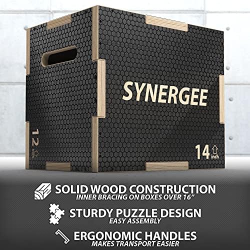 Synergee 3 in 1 Non-Slip Plyometric Box for Jump Training and Conditioning Synergee Wooden Plyo and Soft Plyo Box All