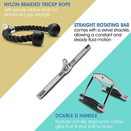 Yes4All Lat Pulldown Attachments Row Handles Tricep Rope Load 880LB Home Gym | Yes4All Cable Machine Accessories V Bar