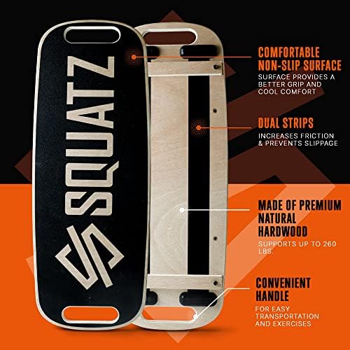 Squatz Wooden Balance Board for Skaters, Hockey, Snowboard, and Surf Enthusiasts to Reduce Fatigue at Adjustable Standi