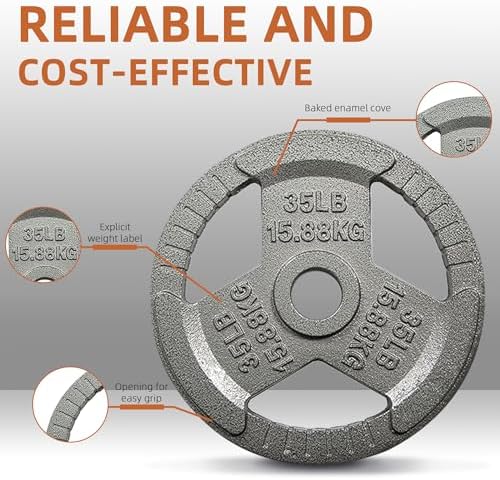 Fitvids Olympic Cast Iron Weight Plates 2-Inch Thickness for Strength Training & Weightlifting, Ideal for Home Gym, Mult