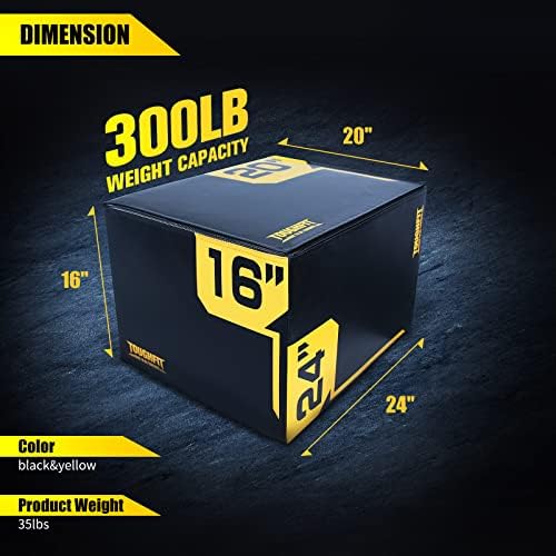 ToughFit Plyo Box - Adjustable Height Foam Plyometric Box for MMA and Crossfit Enthusiasts - Ideal for Home Gym Training