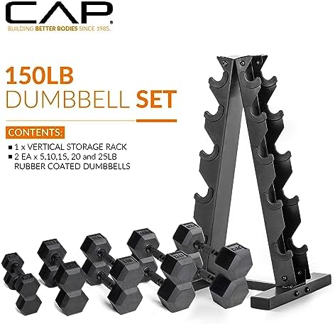 CAP Barbell Rubber Coated Dumbbells for Home Gym Fitness Lovers | Multiple Weight Options | CAP Barbell Heavy Duty Rubb