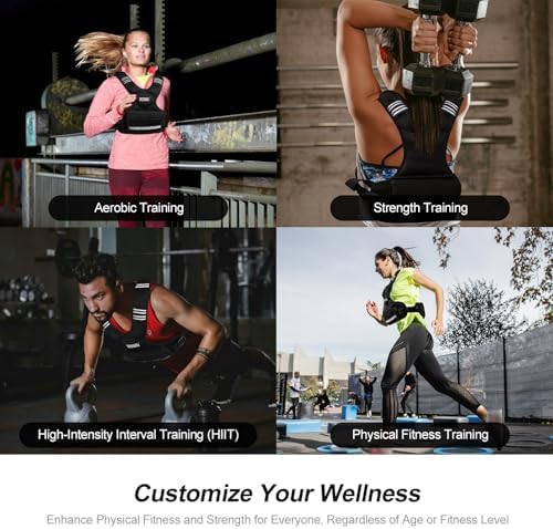 Feyachi Adjustable Weighted Vest for Running Workout and Training - 3-12 lbs / 12-20 lbs / 20-32 lbs - Reflective Design