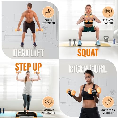 Yes4All Vinyl Hexagon Dumbbells - 2-in-1 Adjustable Set (2-15 lbs) for Home Gym Strength Training