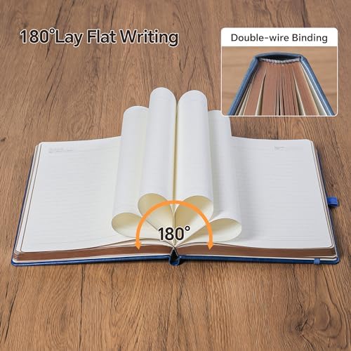 Classic Lined Writing Daily Journal for Men & Women - 360 Pages Hardcover Notebook with Vintage Sun & Moon Design, Blue