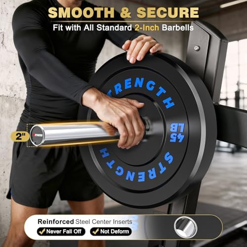 Olympic Rubber Bumper Weights for Home Gym Strength Training | 2 Inch Barbell Plate Set for Home Gym Strength Training