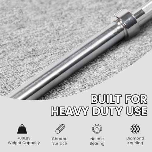 Fitvids Olympic Barbell Bar for Powerlifting and Weightlifting, High Capacity 700 Pound, 2 Inch Diameter Barbell