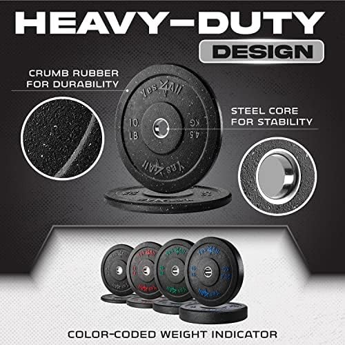 Yes4All 2" Bumper Plate for Weightlifting and StrengthTraining - Less Impact, Absorb Bounce & Shock, Multiple Options