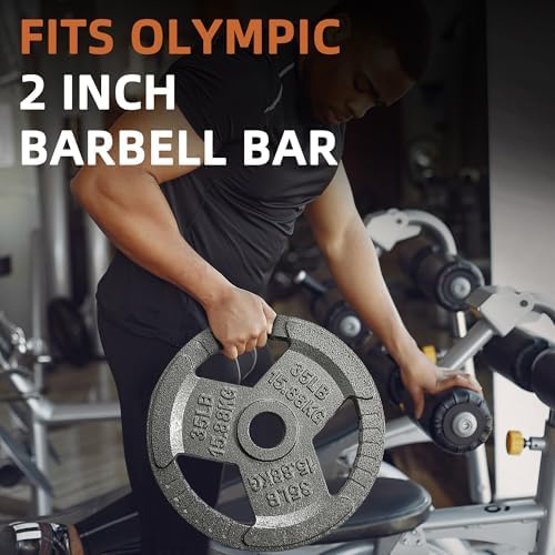 Fitvids Olympic Cast Iron Weight Plates 2-Inch Thickness for Strength Training & Weightlifting, Ideal for Home Gym, Mult
