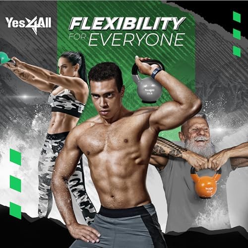 Yes4All Rubber Base Kettlebells for WomenStrength Training (10-65 lbs) Yes4All Kettlebells for Women Fitness Rubber Ba