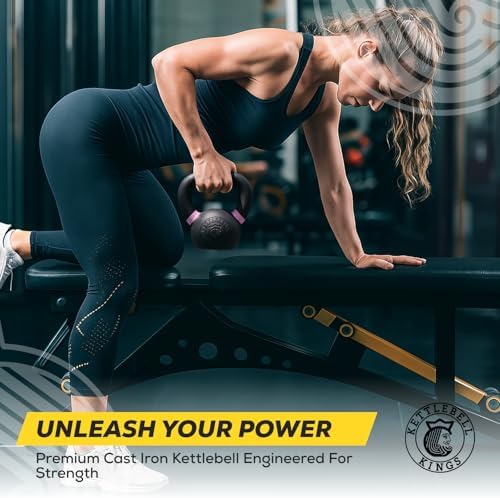 Kettlebell Kings Powder Coated Kettlebell Weights - 9-97 lb Strength Training Kettlebells for Men and Women - Home Gym E