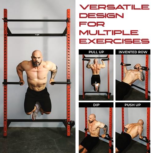 Yes4All Heavy Duty Power Rack J-Hooks & Attachments for 2x2 & 3x3 Power Racks – Ideal for Home Gym Fitness Lovers