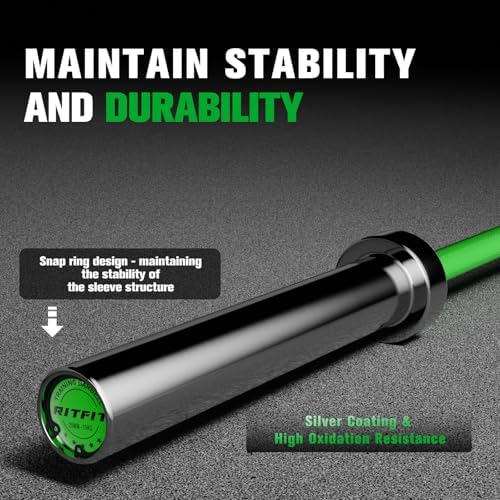 RitFit 7FT Olympic Barbell for Strength and Weightlifting Training - 2 Inch Olympic Bar for Squat, Deadlift, Bench Press