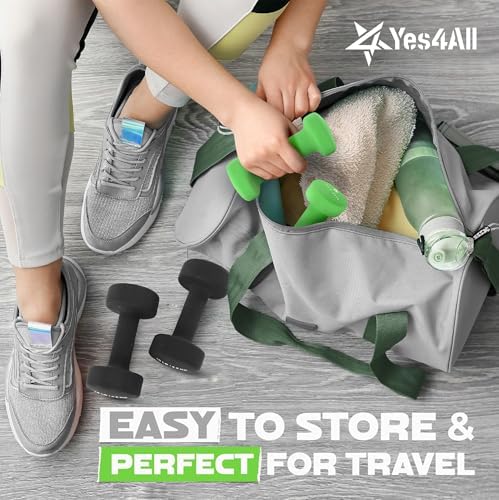 Yes4All Neoprene Coated Dumbbell Hand Weight Sets of 2 - Multiple Weight Options for Home Gym Fitness Users - Anti-Roll,