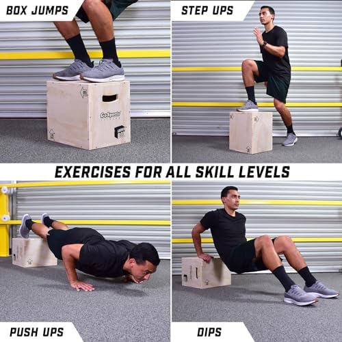 GoSports Fitness 3-in-1 Plyo Jump Box - Great for Home or Gym - Perfect for Beginners to Advanced Athletes - Compact Des