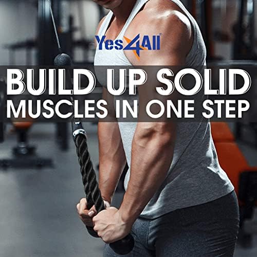 Yes4All Cable Machine Attachment Row Handles Tricep Rope Straight Bar V Bar LAT Pulldown Accessories 880 LB Load for Ho