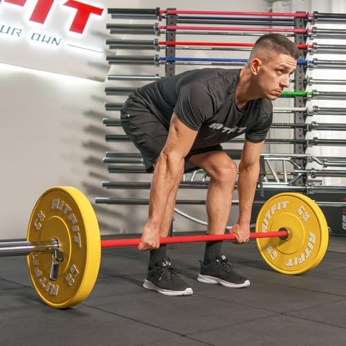 RitFit 7FT Olympic Barbell for Strength and Weightlifting Training - 2 Inch Olympic Bar for Squat, Deadlift, Bench Press