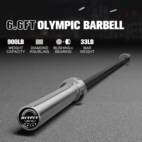 RitFit 7FT Olympic Barbell for Strength and Weightlifting Training - 2 Inch Olympic Bar for Squat, Deadlift, Bench Press