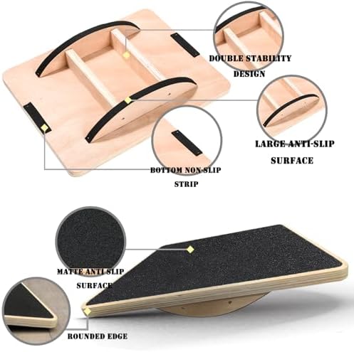 Anti-Slip Balance Board for Adults Ideal for Core Strength and Physical Therapy | Wooden Wobble Board for Adults Perfec