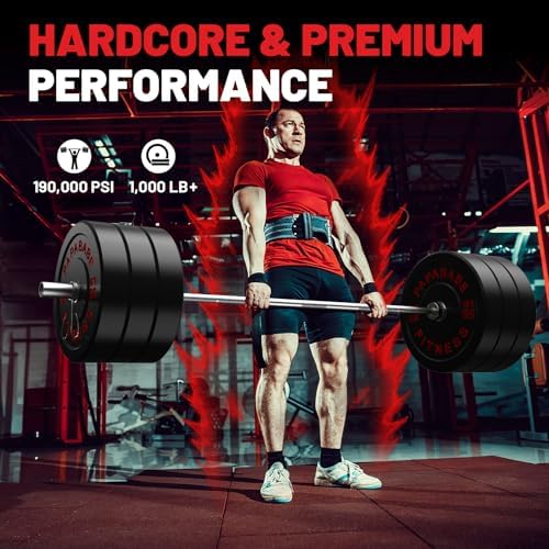 Papababe Olympic Barbell 45lb Weight Bar for Strength Training and Gym Use with 1000lb Weight Capacity Chrome/Zinc Plati